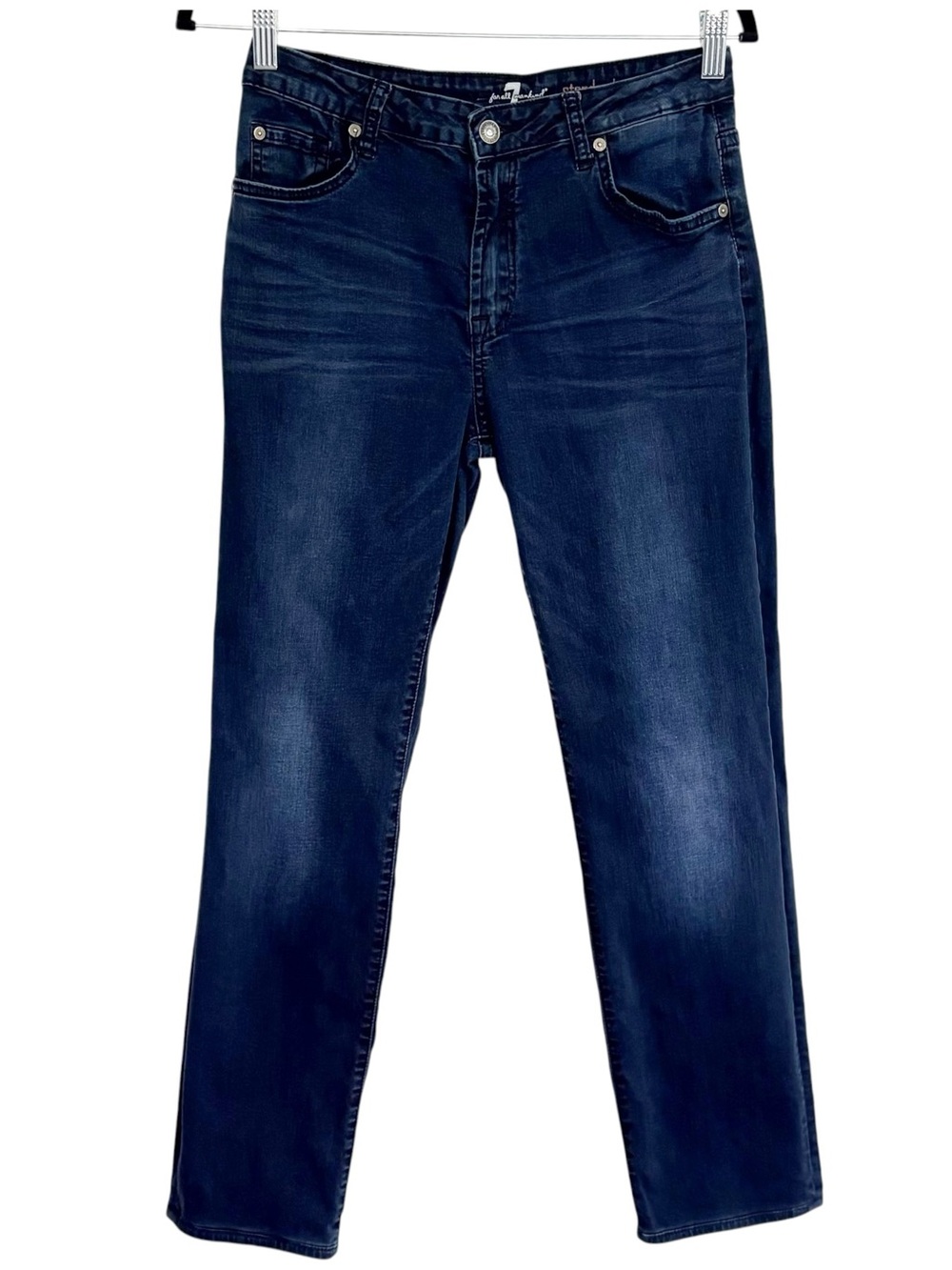 7 FOR ALL MANKIND High Rise Straight Leg Standard Fit Jeans Girls Sz 16 Stretch